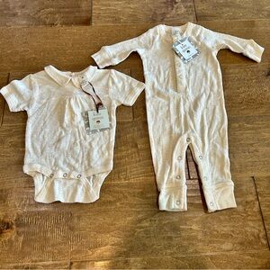 Kate Quinn Gender Bodysuit and Onesie Set Cream Size 3-6 M NWT Organic Cotton